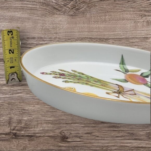 Vintage Evesham Royal Worcester Fine China Gold Rim Baking Dish Discontinued - Picture 6 of 6